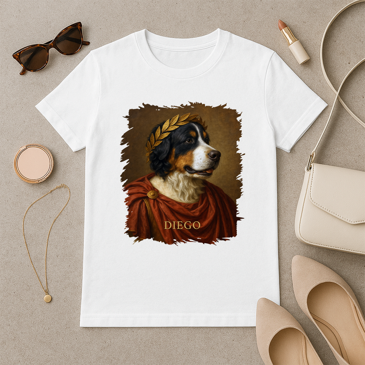 Hund als Julius Cäsar – Damen-T-Shirt mit Aufdruck für Hundefans