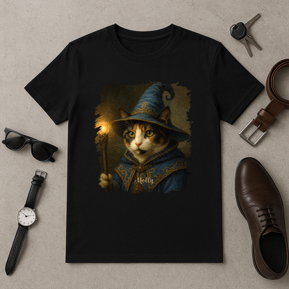 Magische Katze - Herren T-Shirt mit Druck für Katzenliebhaber