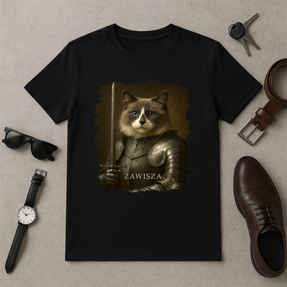Tapferer Ritterkater – Herren-T-Shirt mit Aufdruck für Katzenliebhaber