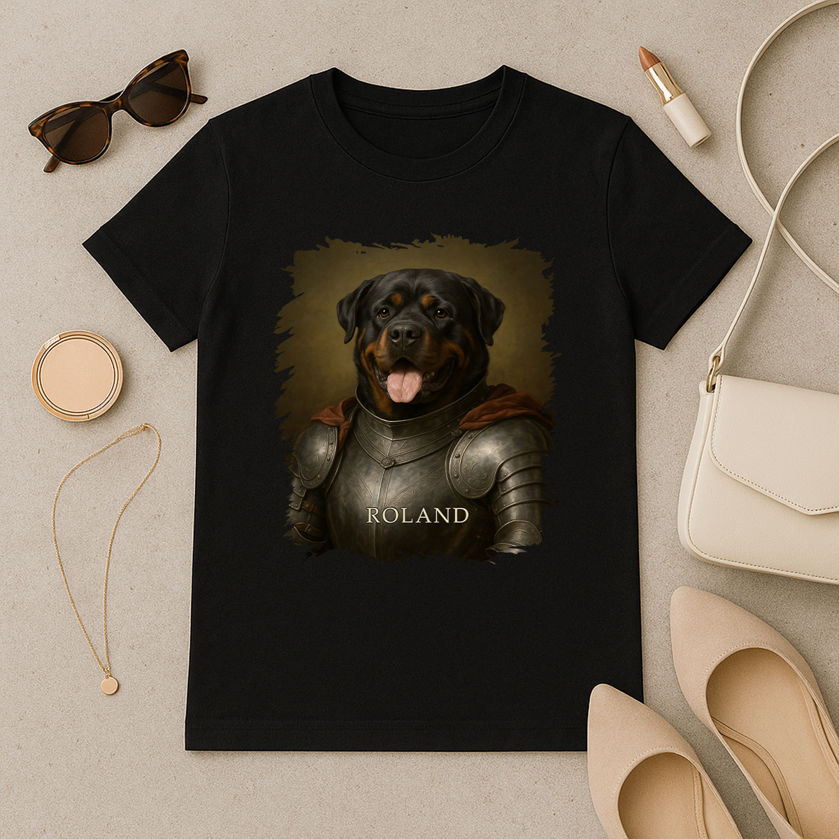 Hund als tapferer Ritter – Damen-T-Shirt mit Aufdruck für Hundefans