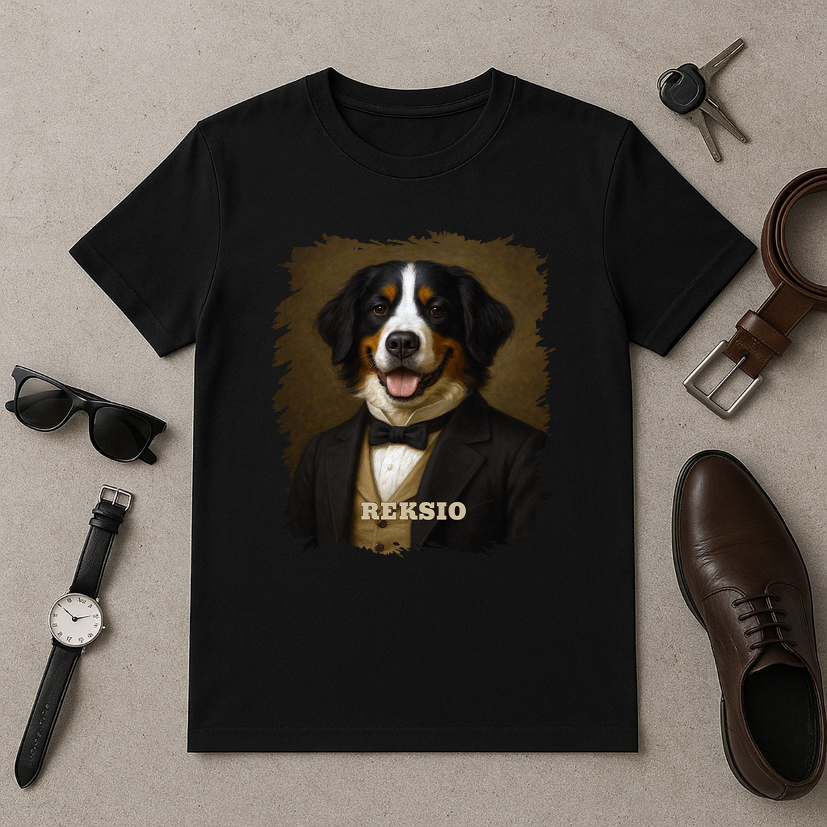 Hund im eleganten Stil – personalisiertes Herren-T-Shirt für Hundeliebhaber