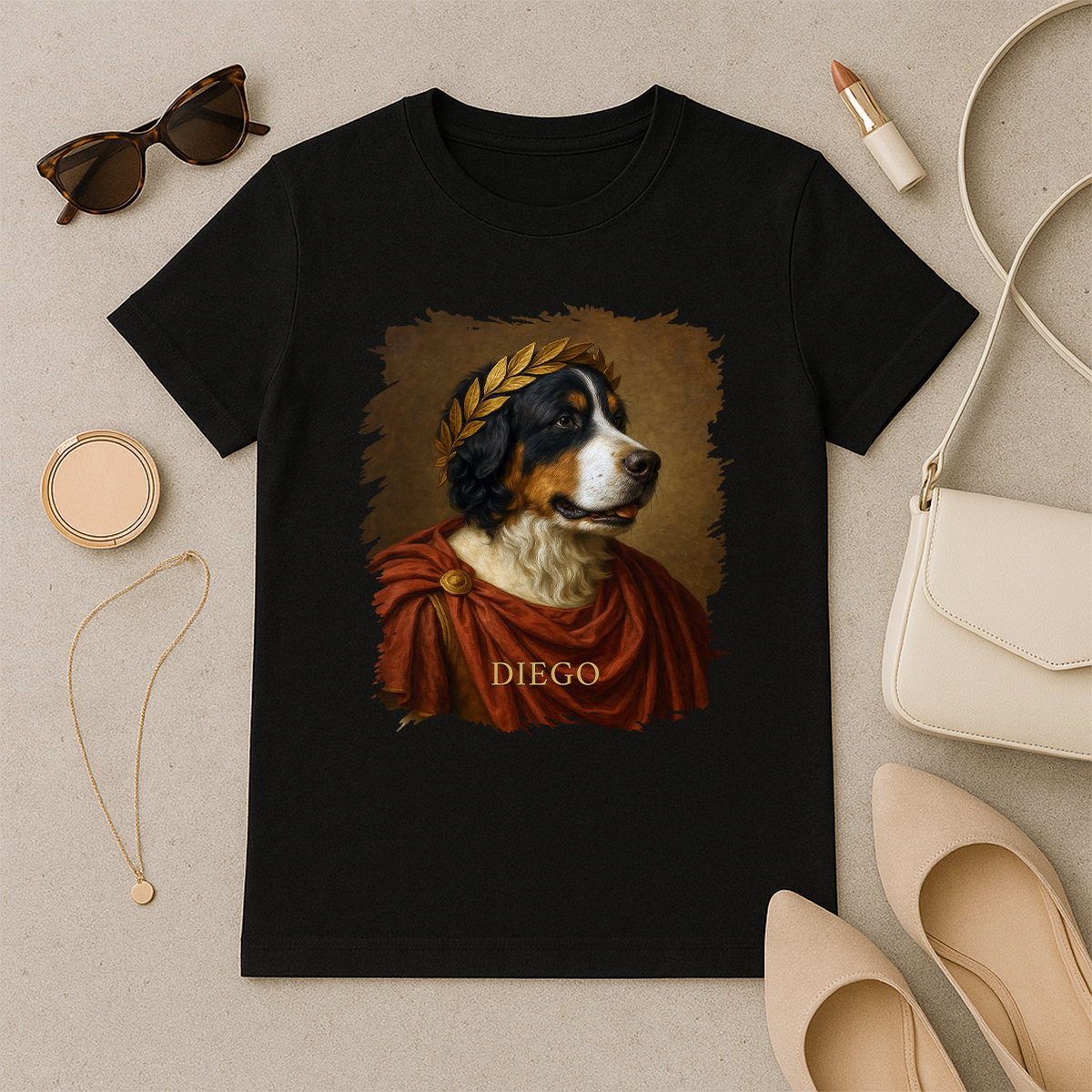 Hund als Julius Cäsar – Damen-T-Shirt mit Aufdruck für Hundefans