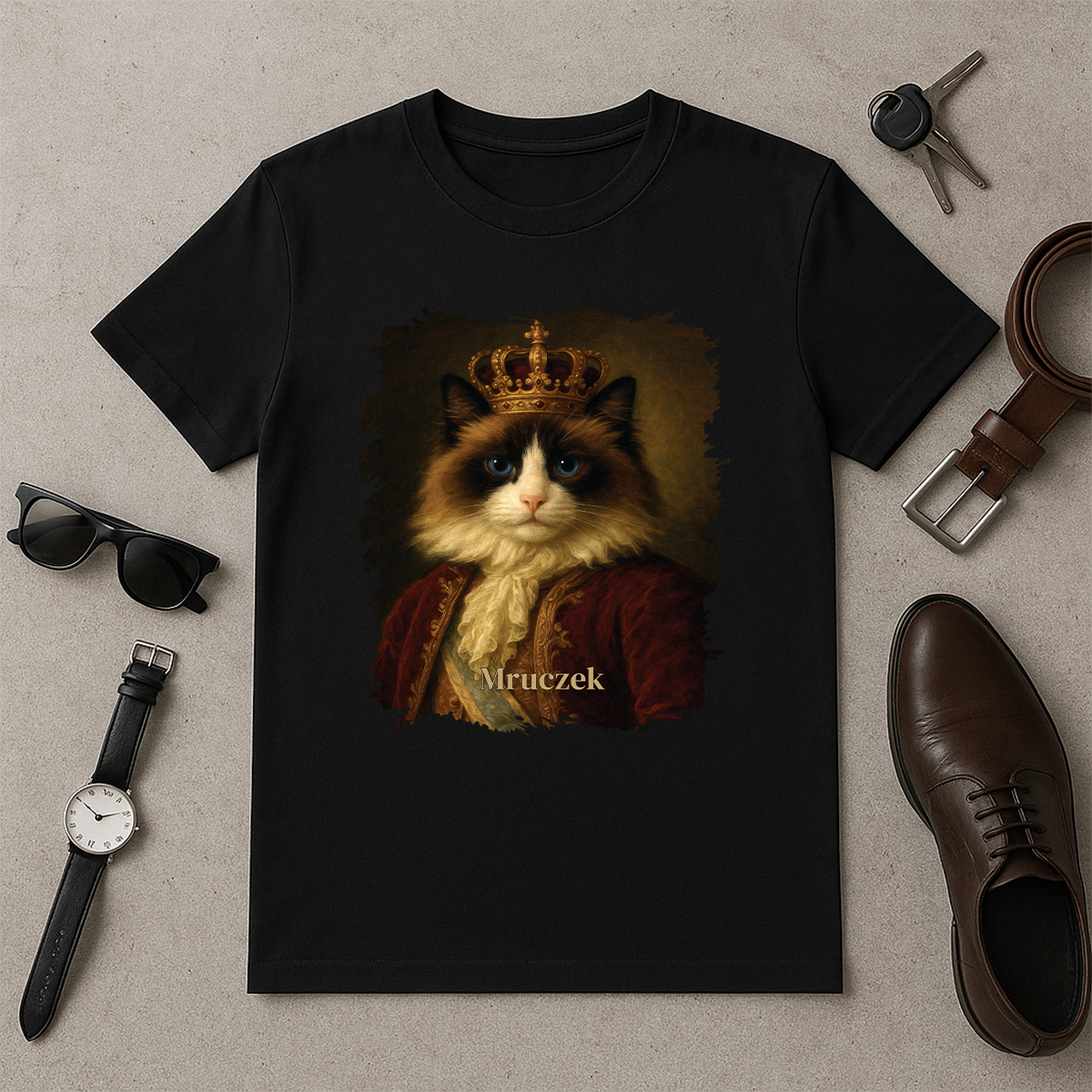 Katze als Herrscher – personalisiertes Herren-T-Shirt für Katzenliebhaber