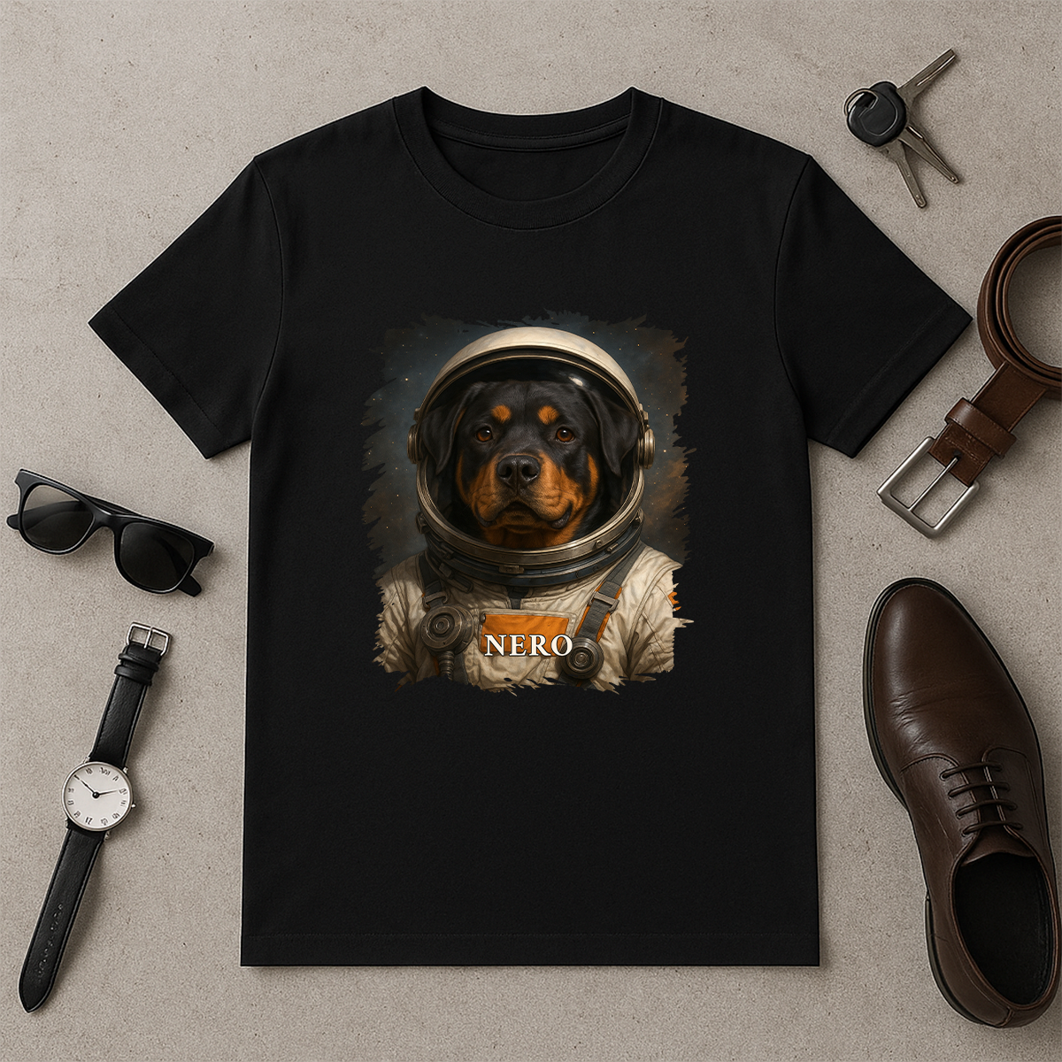 Hund als Astronaut – Herren-T-Shirt mit Aufdruck für Hundefans