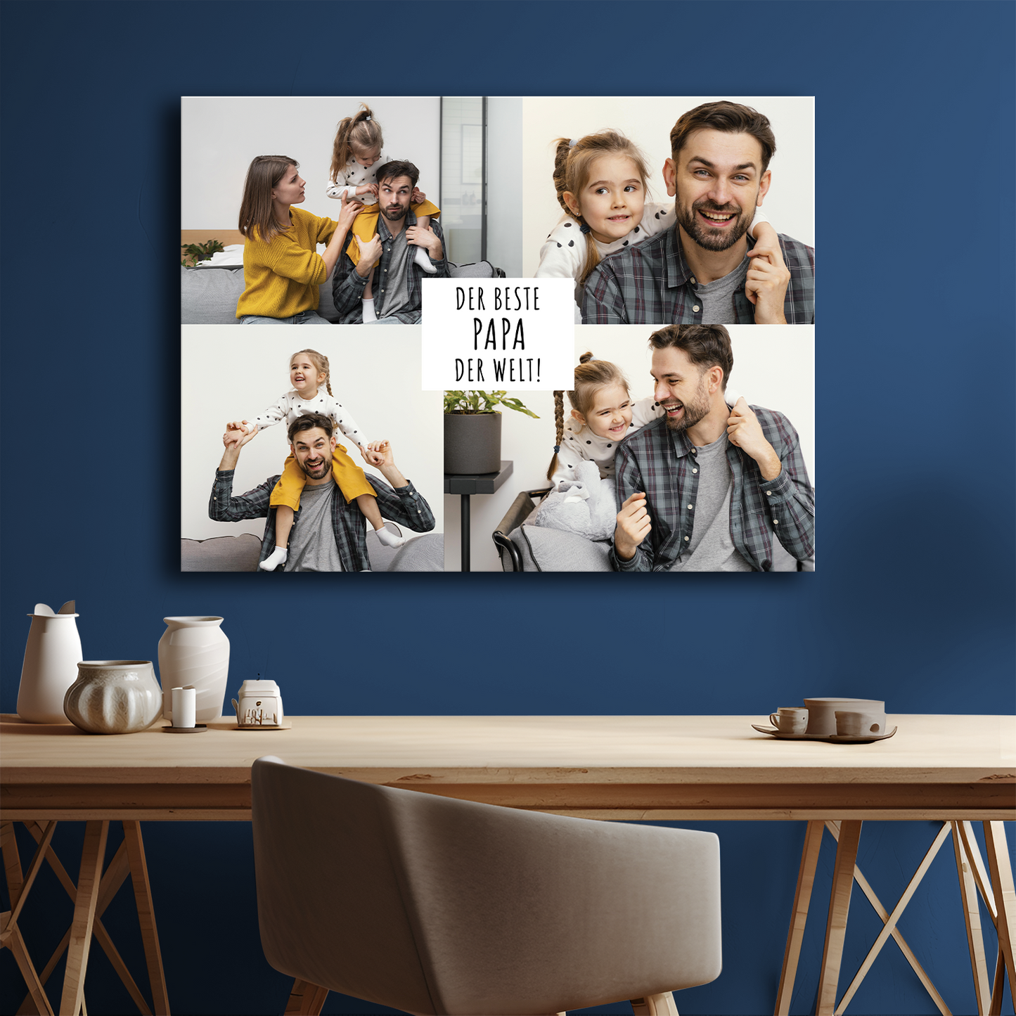 Bester Papa der Welt – Fotokollage, personalisierter Leinwanddruck
