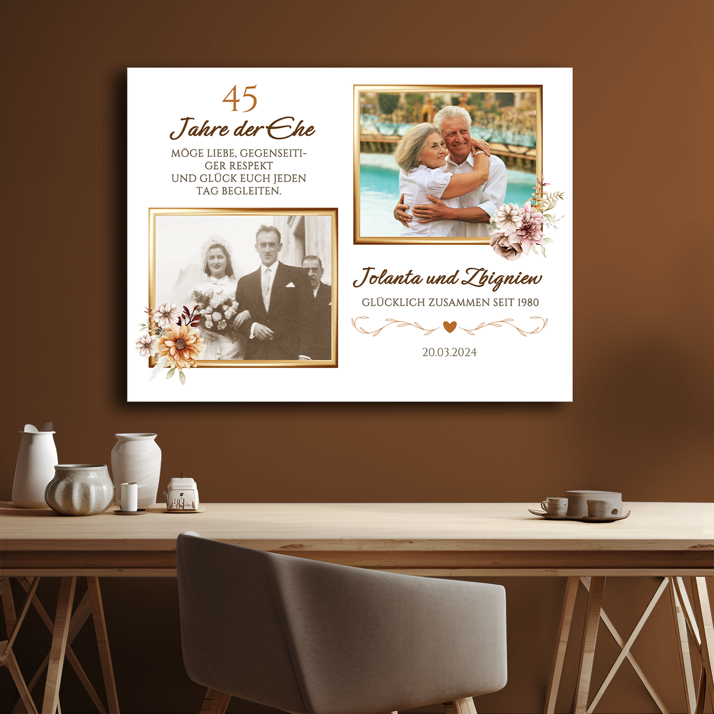 45 Jahre Ehe – personalisierter Leinwanddruck