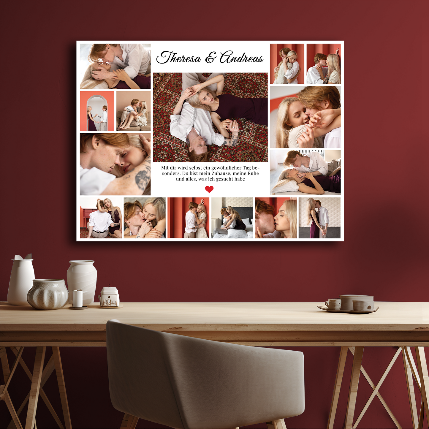 Fotocollage eines verliebten Paares – personalisierter Leinwanddruck
