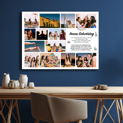 Zu deinem 25. Geburtstag – Fotocollage auf Leinwand für eine Freundin
