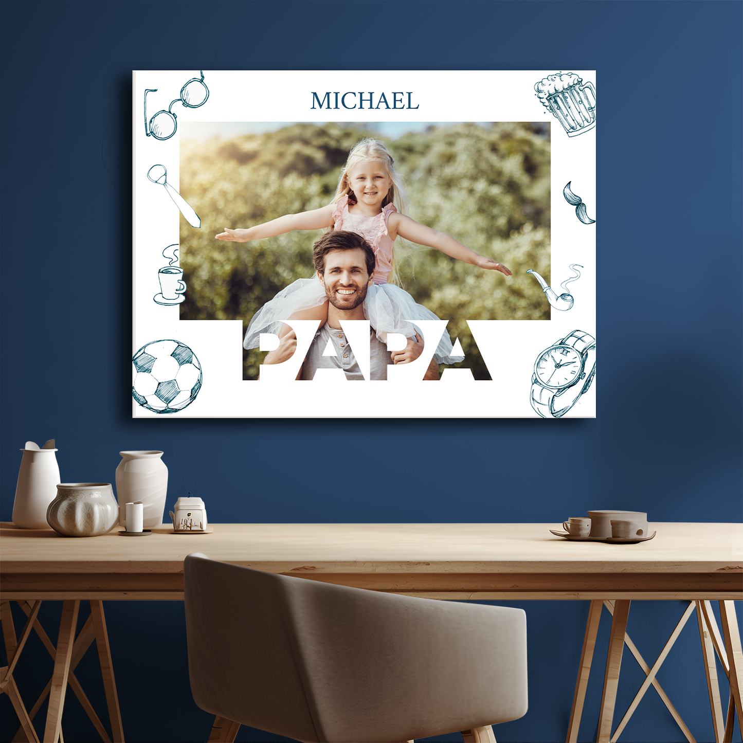Foto mit Papa – personalisierter Leinwanddruck