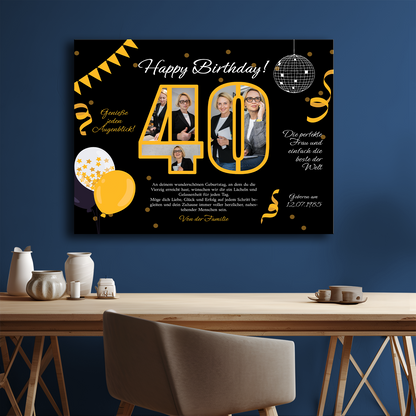Glückwünsche zum 40. Geburtstag + Fotos – Collage auf Leinwand für eine Frau