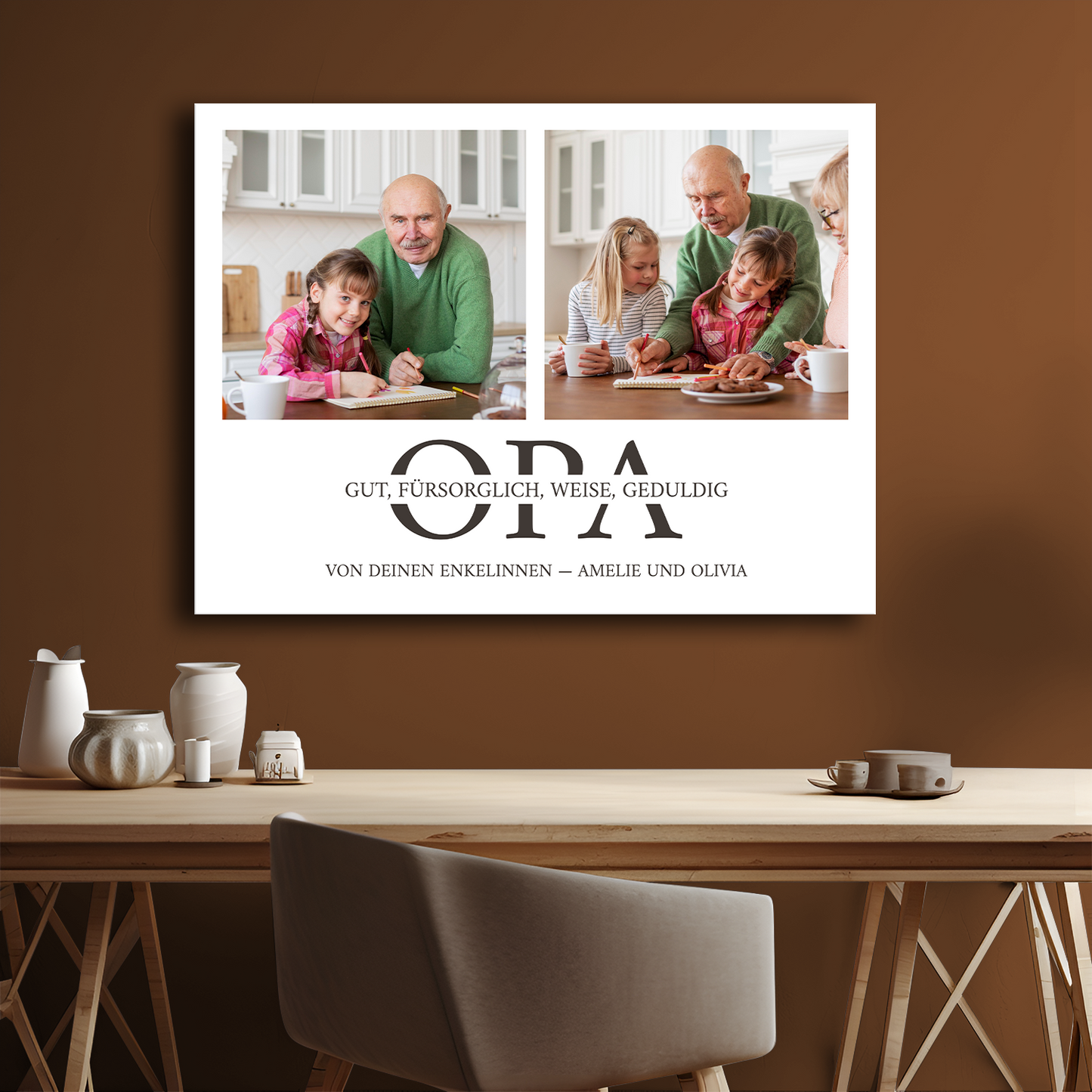 Guter und fürsorglicher Opa - Leinwandcollage für Opa