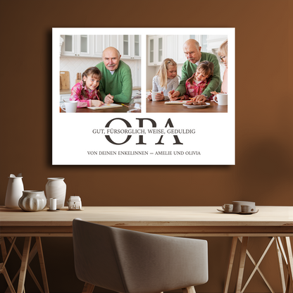 Guter und fürsorglicher Opa - Leinwandcollage für Opa