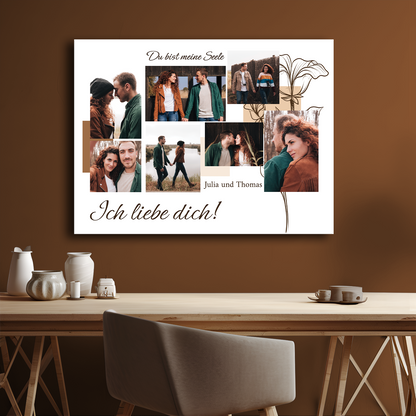 Du bist meine Seele – Collage – personalisierter Leinwanddruck für Paare