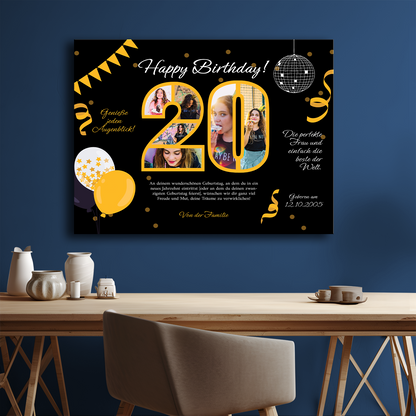 Eine Collage zu ihrem 20. Geburtstag – eine Collage auf Leinwand für ein Mädchen