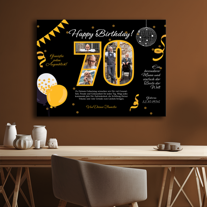 Edles Geschenk zum 70. Geburtstag – Leinwand-Collage