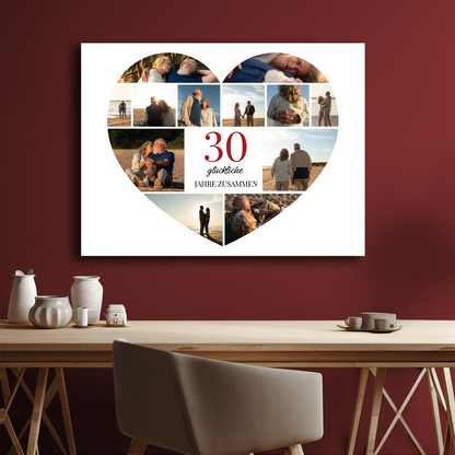 30 glückliche Jahre – personalisierter Leinwanddruck