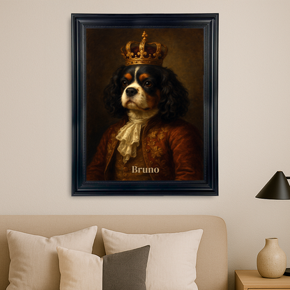 Hund im königlichen Stil – personalisiertes Leinwandbild für Hundeliebhaber