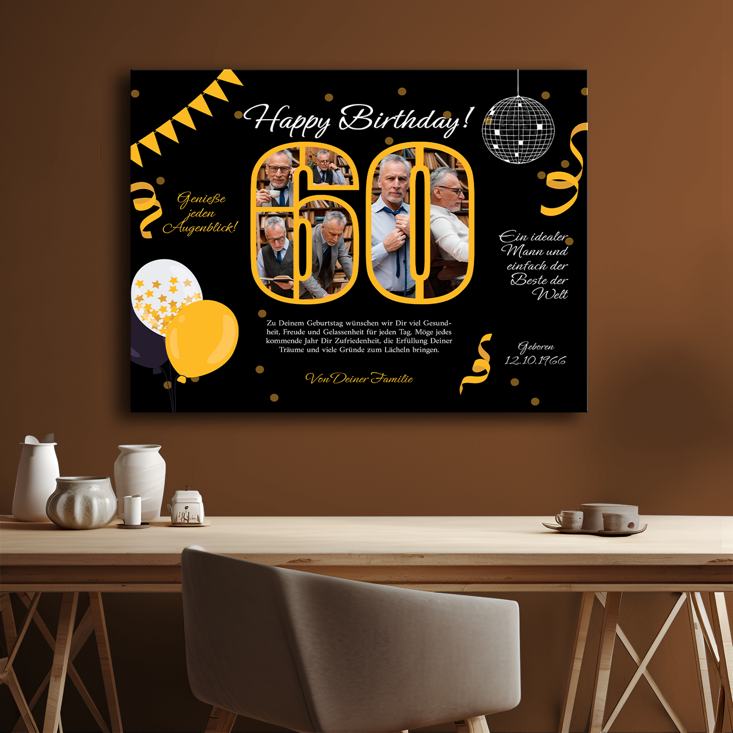 Besonderes Geschenk zum 60. Geburtstag – Leinwand-Collage