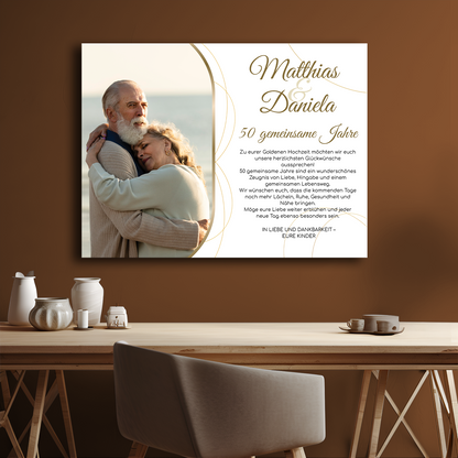 Zum 50. Hochzeitstag – personalisierter Leinwanddruck