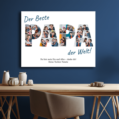 Der beste Papa der Welt – Collage – personalisierter Leinwanddruck