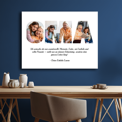Wunderschöne Momente mit Oma – eine Collage auf Leinwand für die Oma