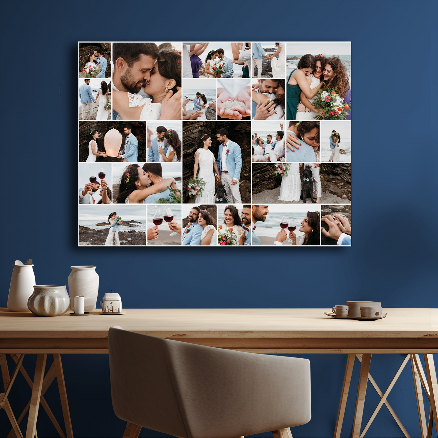 Hochzeitscollage – personalisierter Leinwanddruck für das Brautpaar