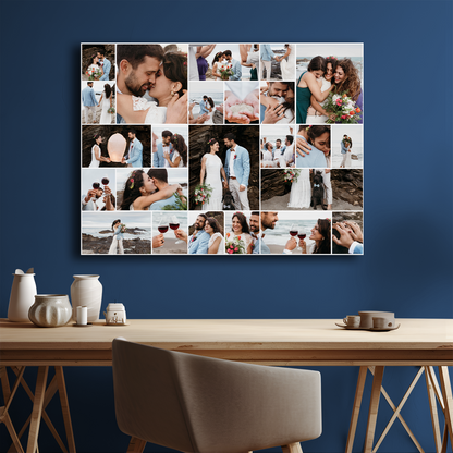 Hochzeitscollage – personalisierter Leinwanddruck für das Brautpaar