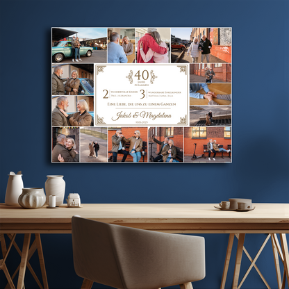 40 Jahre zusammen – Collage – personalisierter Leinwanddruck