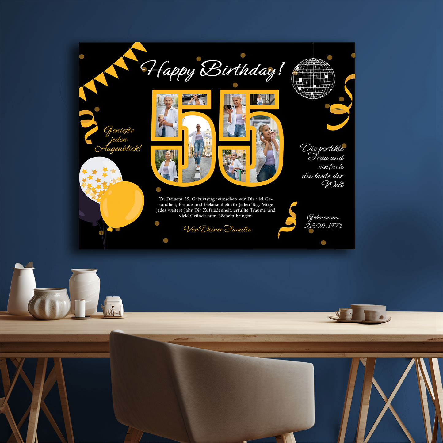 Goldenes Jubiläum – Fotocollage auf Leinwand