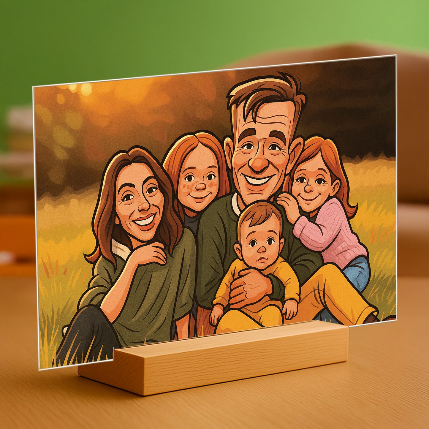 Familie im Karikatureffekt – Acrylglas Porträt für Eltern