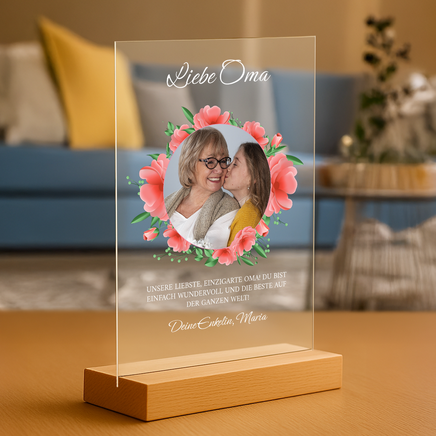 Für die liebe Oma – personalisierter Glasdruck für die Oma