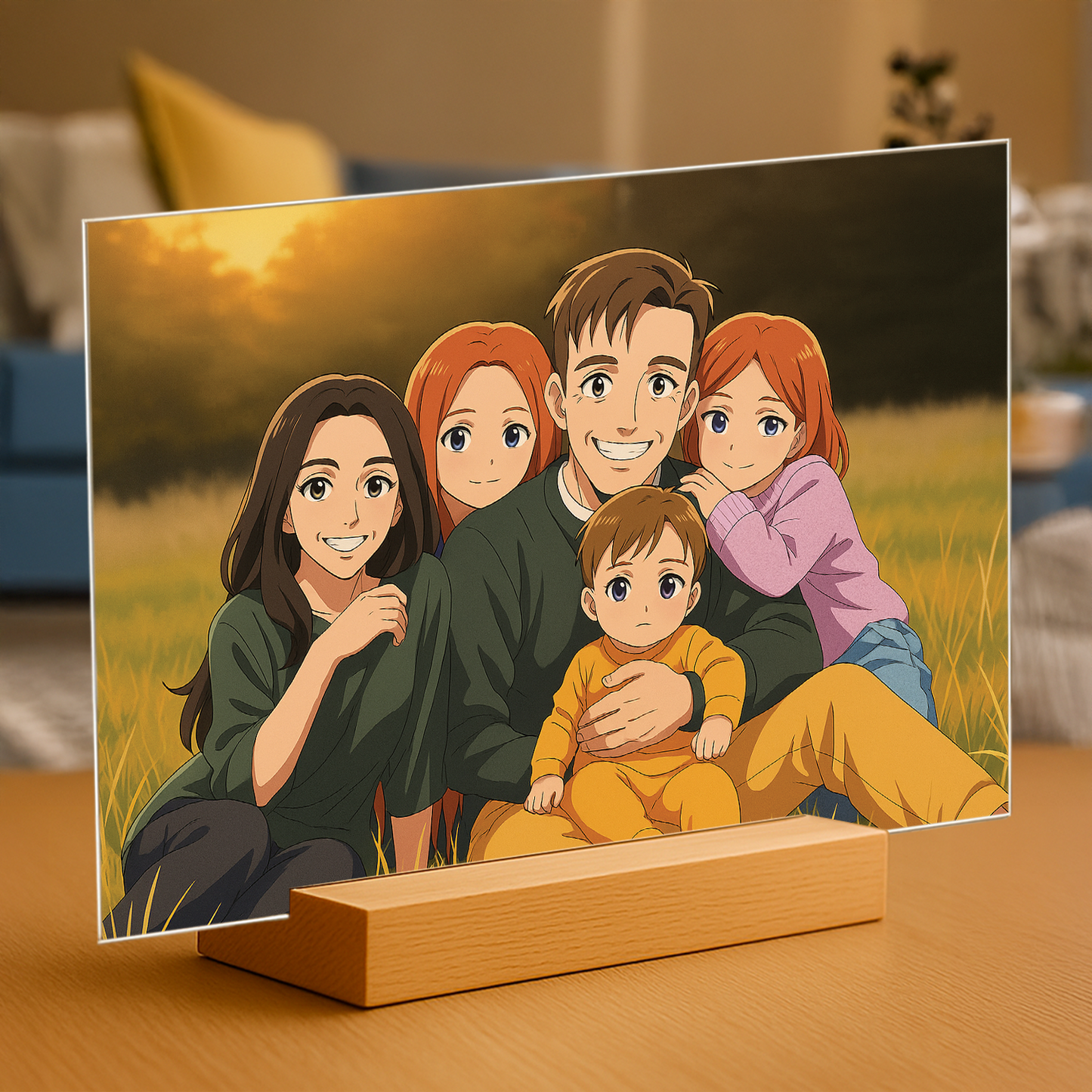 Familie wie aus einem Anime - Acrylglas Porträt für Eltern