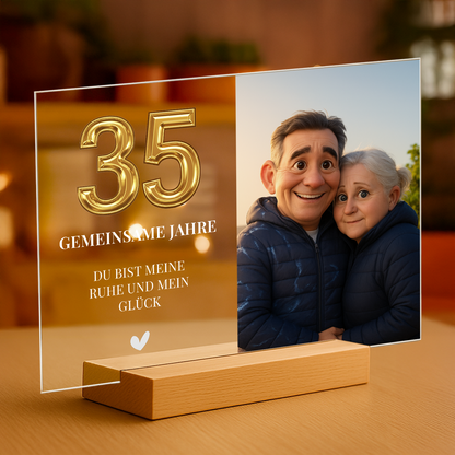 35 gemeinsame Jahre – personalisierter Glasdruck für Paare