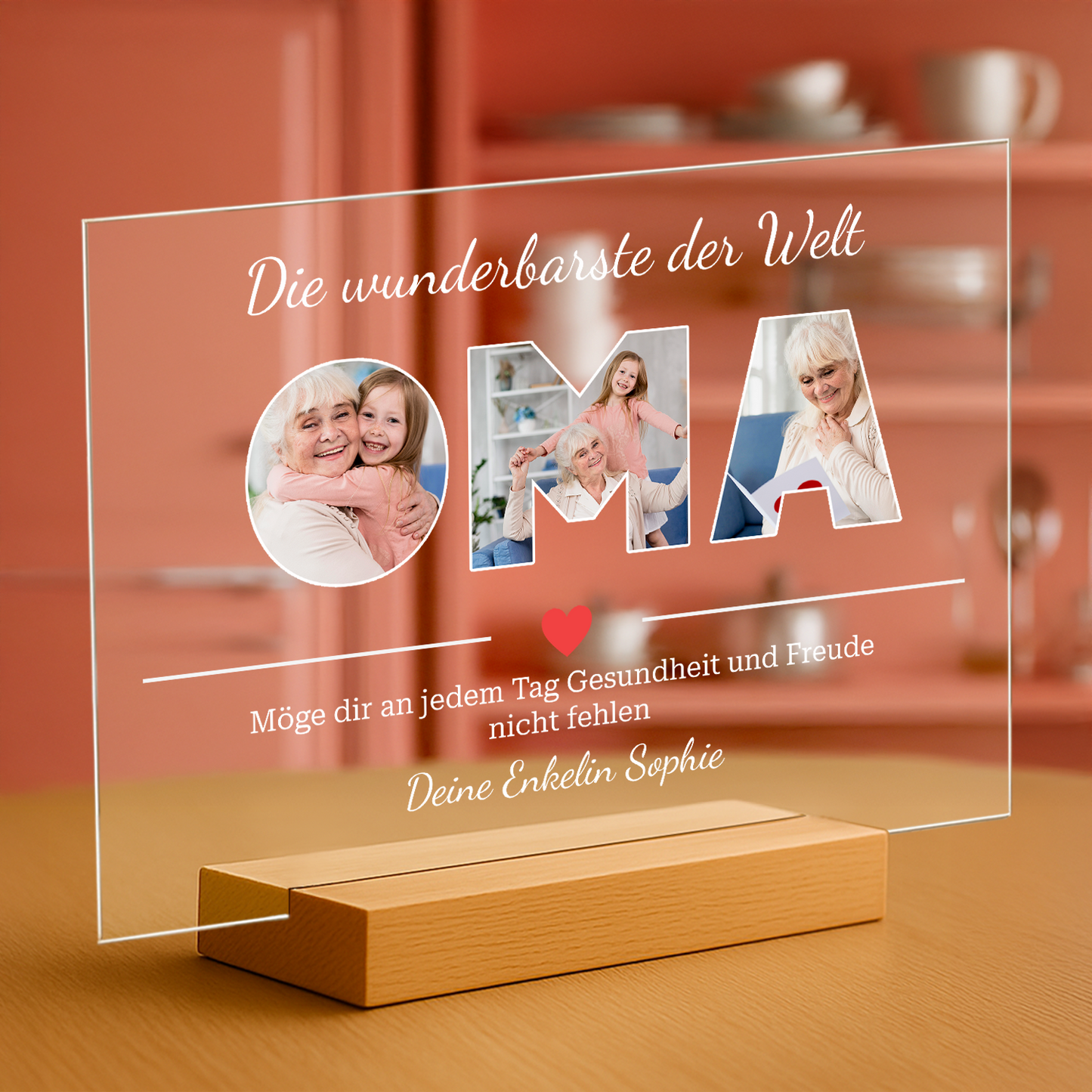 Die wunderbarste Oma der Welt – personalisierter Glasdruck