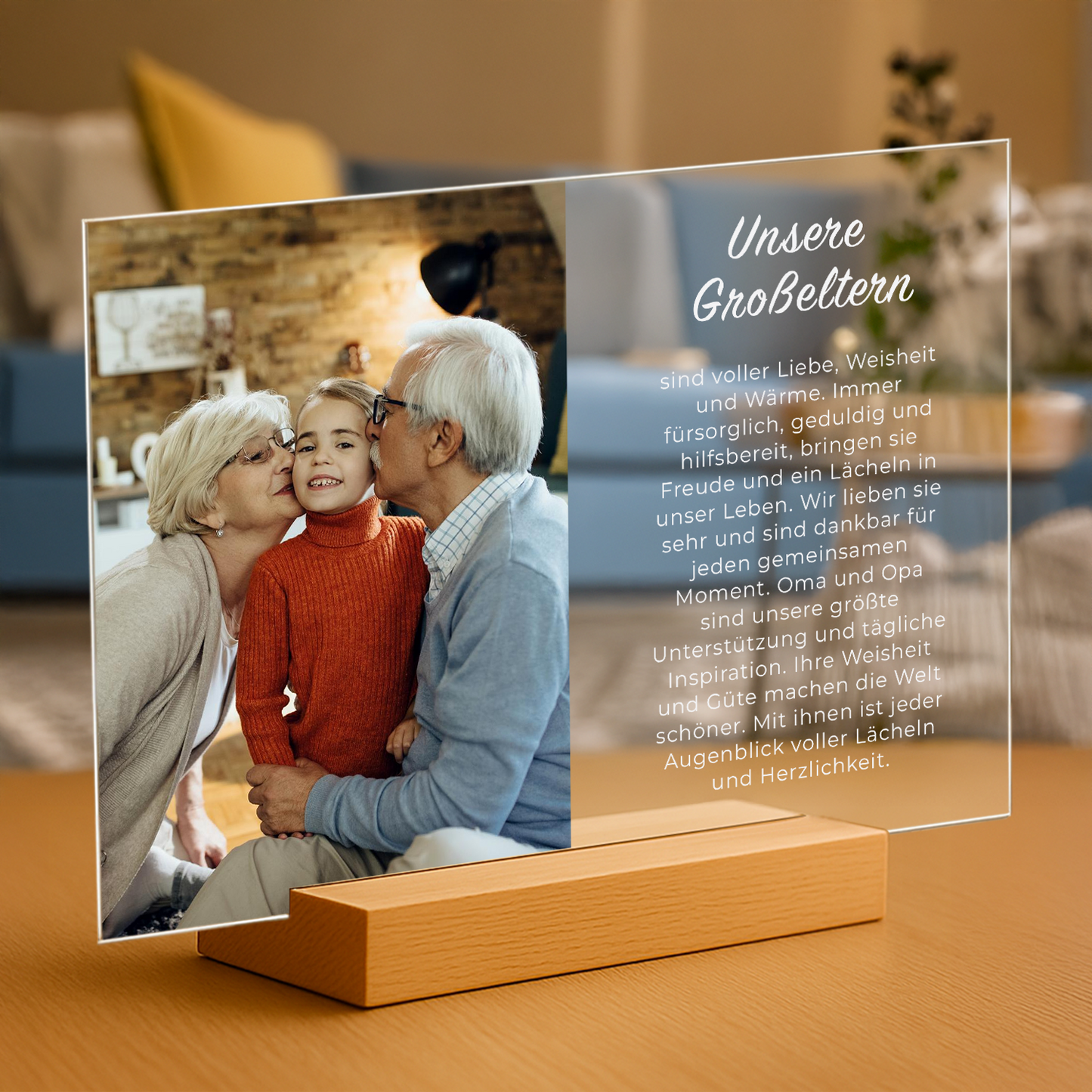 Unsere Großeltern – personalisierter Druck auf Glas für den Großvater