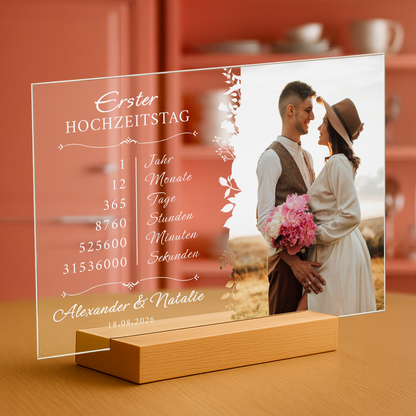 Erster Jahrestag zusammen – personalisierter Druck auf Glas
