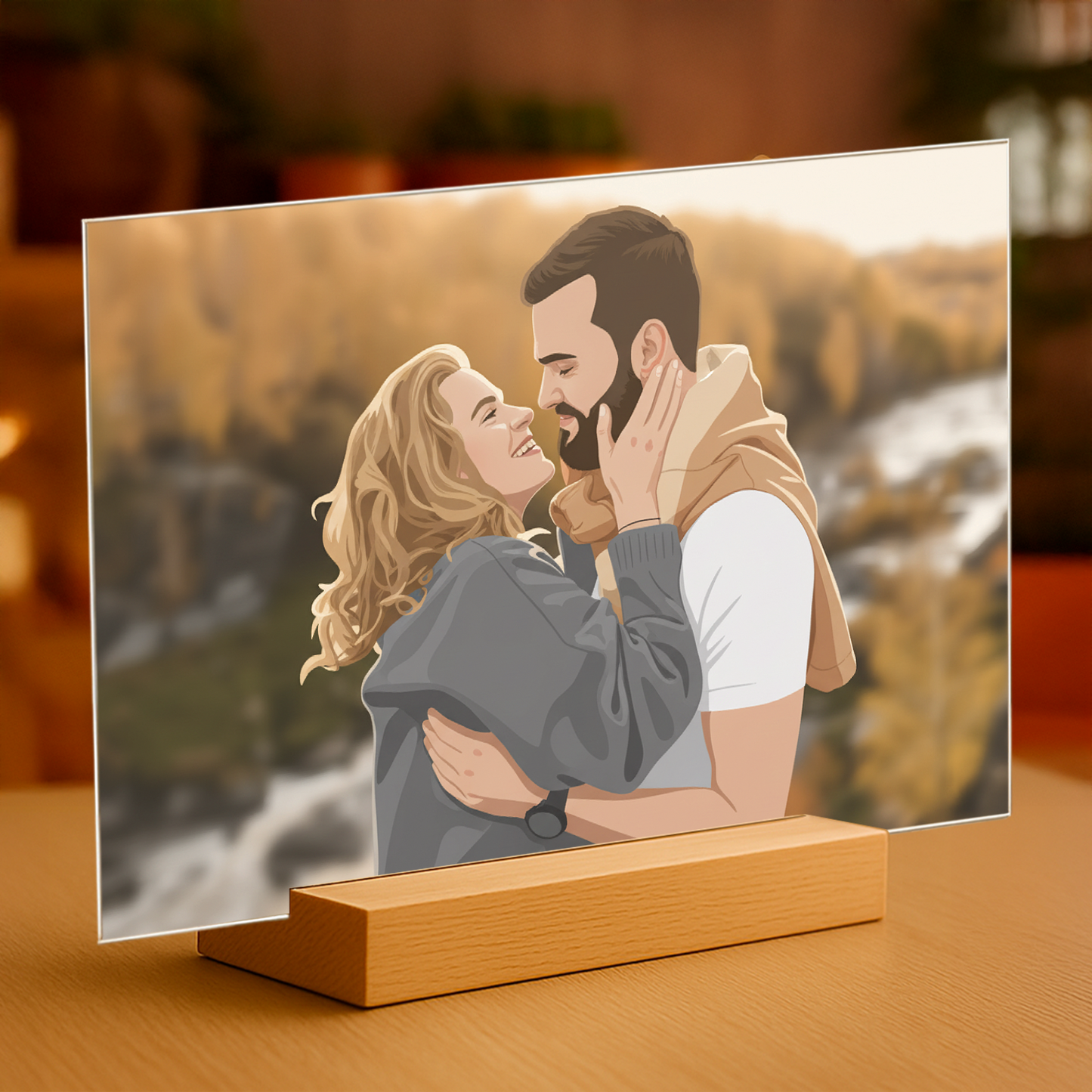 Paar im Illustrationsstil - Acrylglas-Porträt für ein Paar
