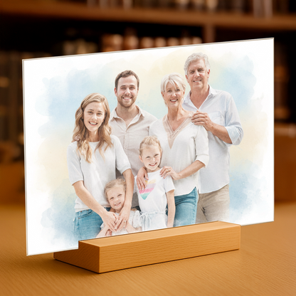 Familie im Aquarellstil - Acrylglas Porträt für die Eltern