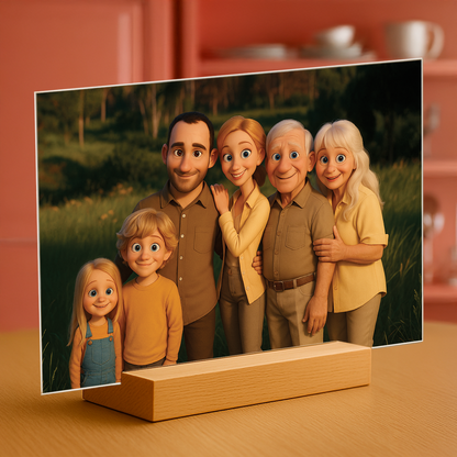 Familie im 3D-Animationsstil - Acrylglas Porträt für Eltern