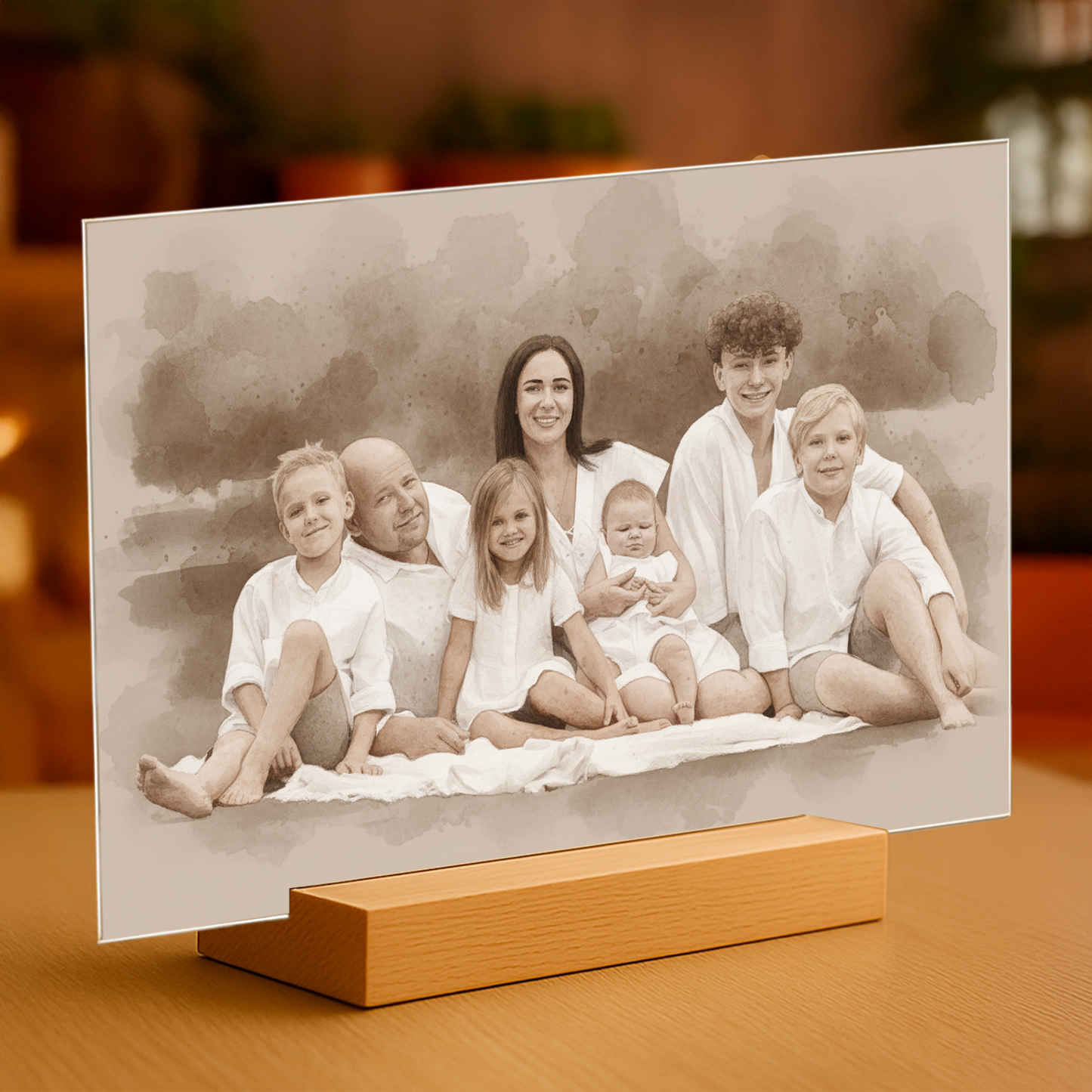 Familie im Coffee-Stil - Acrylglas-Porträt für Eltern