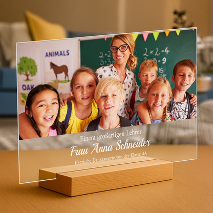 Dankeschön von Schülern – personalisierter Druck auf Glas für Lehrer