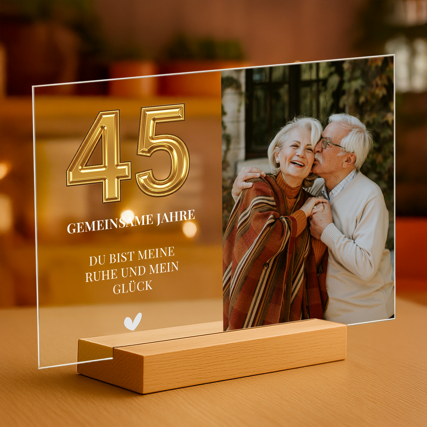 45 gemeinsame Jahre – personalisierter Druck auf Acrylglas für Paare