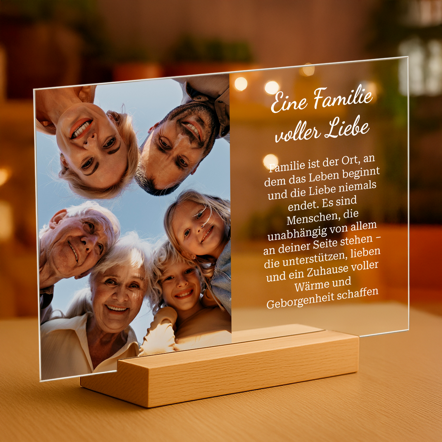 Familie voller Liebe – personalisierter Glasdruck
