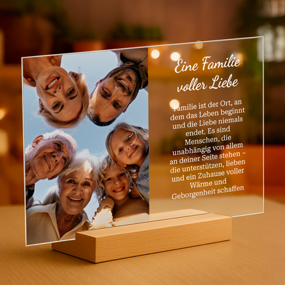 Familie voller Liebe – personalisierter Glasdruck