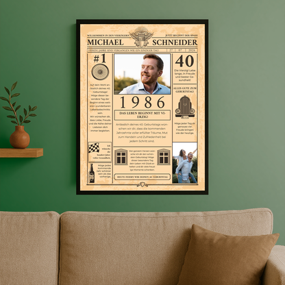 Zeitungsseite – personalisiertes Poster für einen Mann