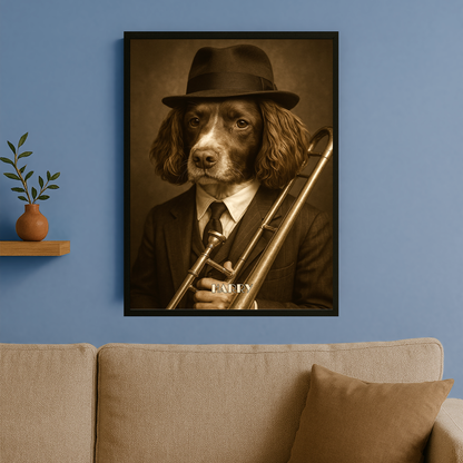 Jazzhund - Porträt auf einem Poster für Hundefreunde