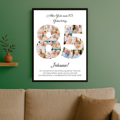 Die besten Glückwünsche zum 85. Geburtstag – personalisiertes Poster für ihn