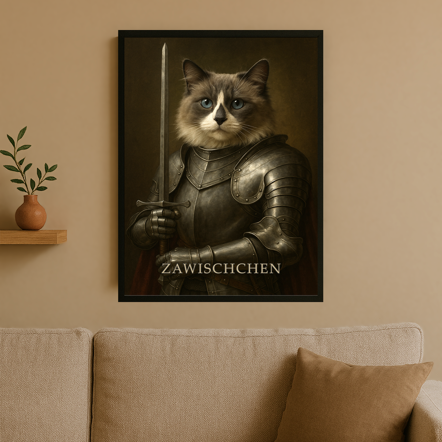 Tapferer Ritter - personalisiertes Poster für Katzenliebhaber