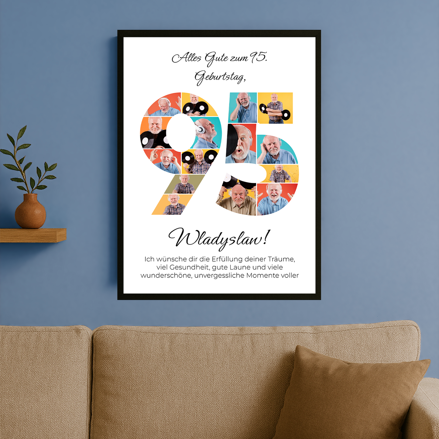 Zum 95. Geburtstag – personalisiertes Poster für einen Mann