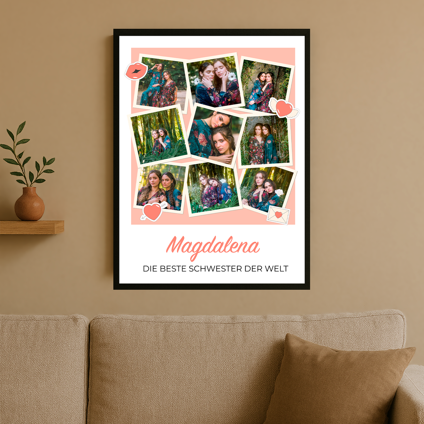 Die beste Schwester Collage – personalisiertes Poster für die Schwester
